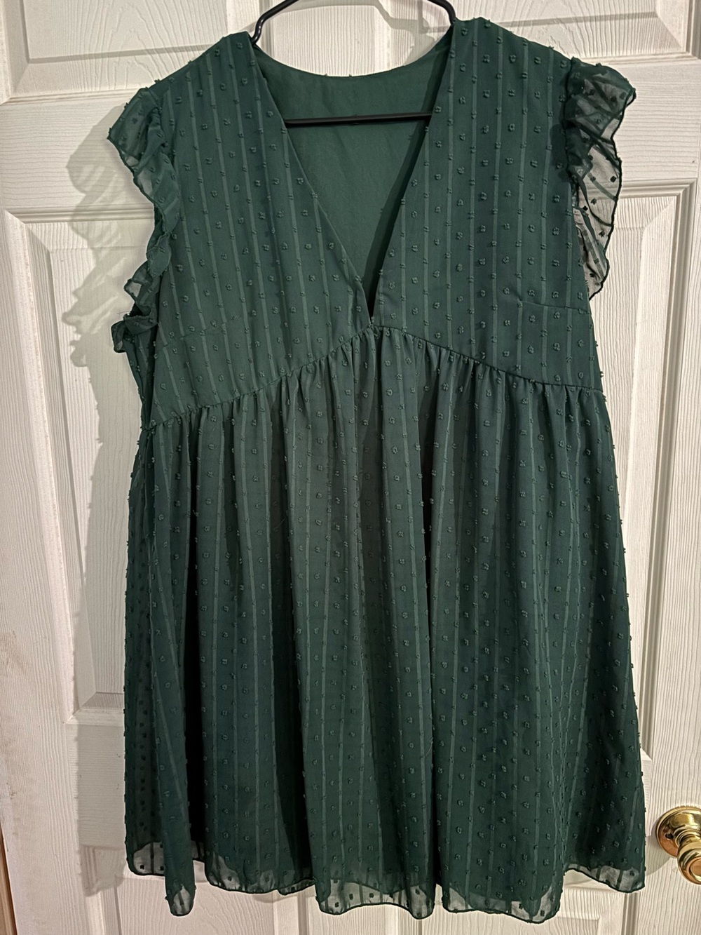 Dark Green Swiss Dot Babydoll Dress